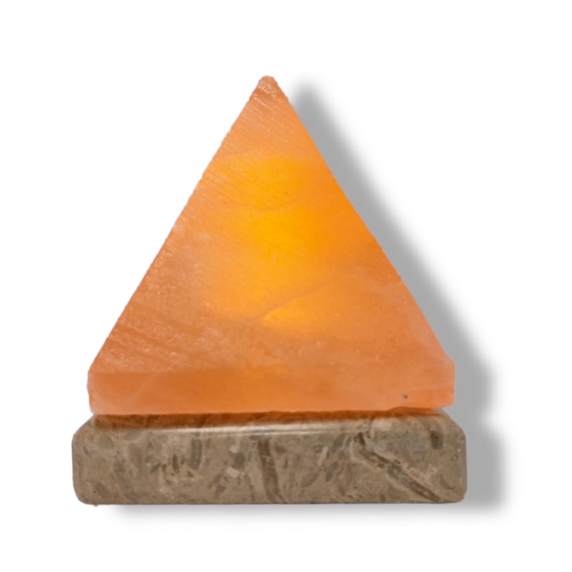 USB Himalayan Salt Lamp Carved Pyramid Triangle Shape Pink Crystal Rock LED Light-Himalayan products-The Himalayan Salt Collective